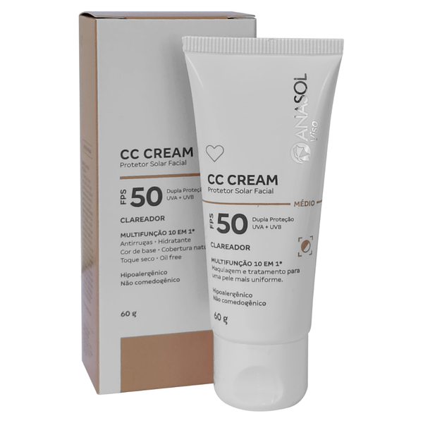 Protetor Solar Facial CC Cream Anasol FPS 50 Clareador 60g